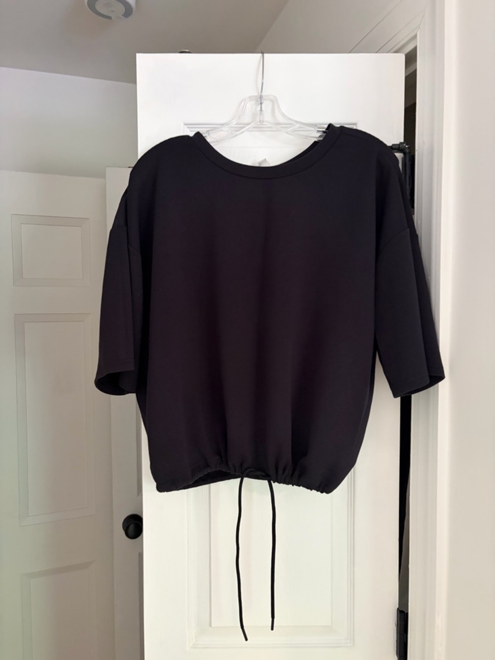 Zella Black Short Sleeve Drawstring Hem Top